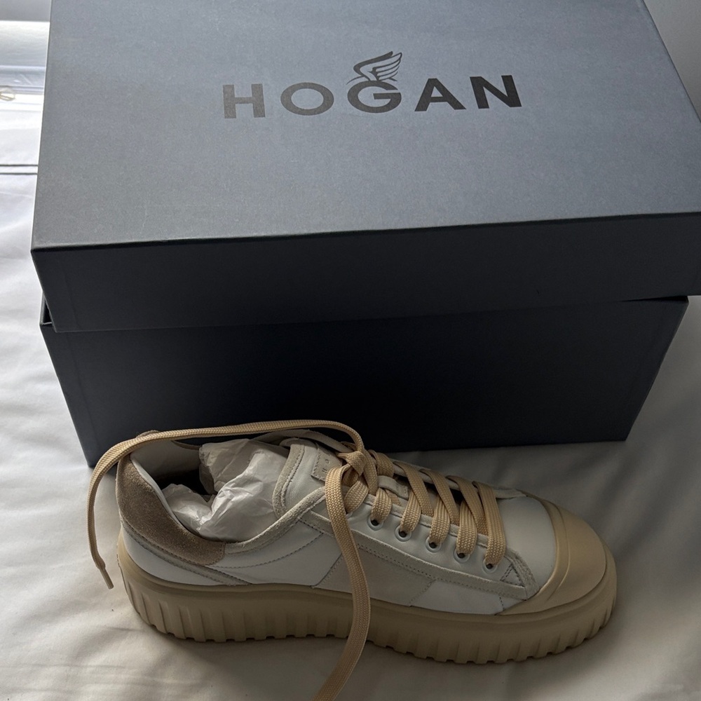 Hogan Cream and White Sneakers